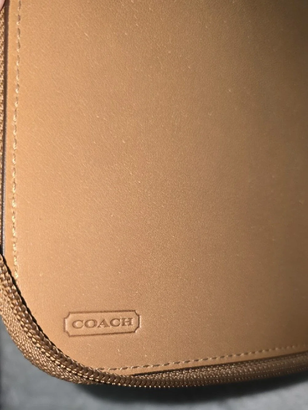 Coach Tan Signature Zip Organizer